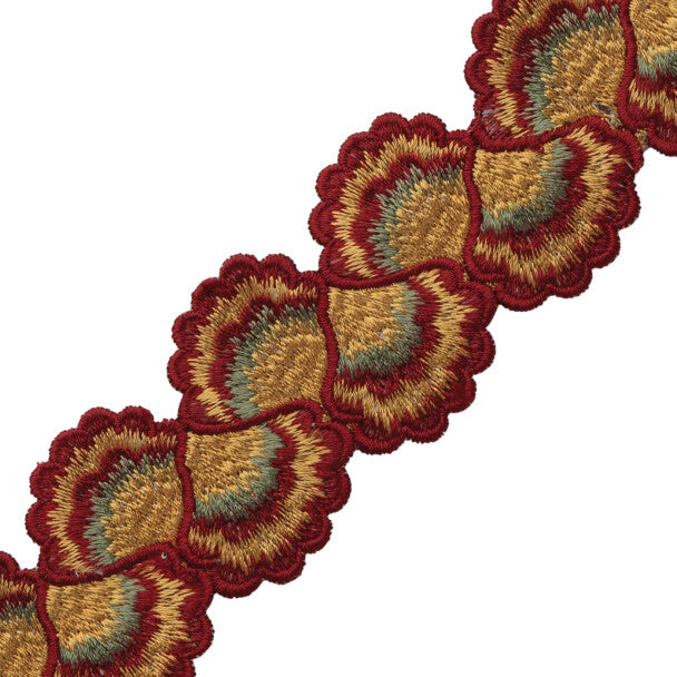 Romaunt Embroidered Border - Rossetti Crimson
