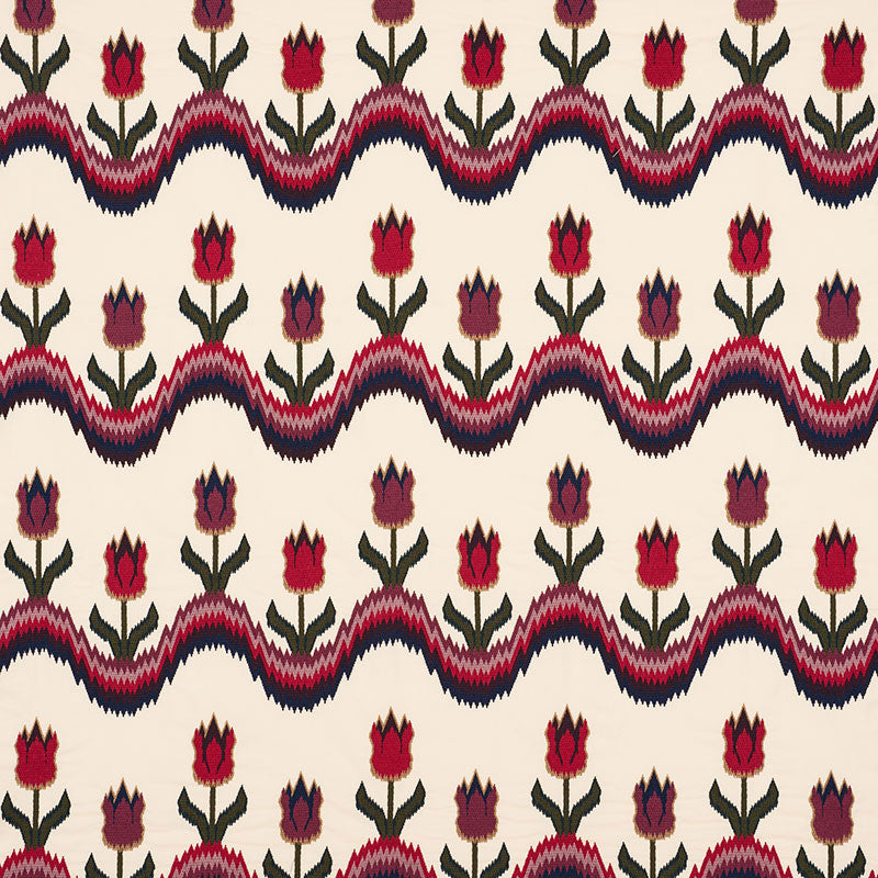 Schumacher | Tulip Flamestitch Embroidery fabric - 70270