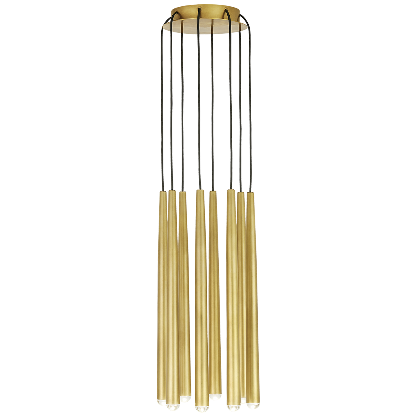 Pylon 8 Light Chandelier - Natural Brass