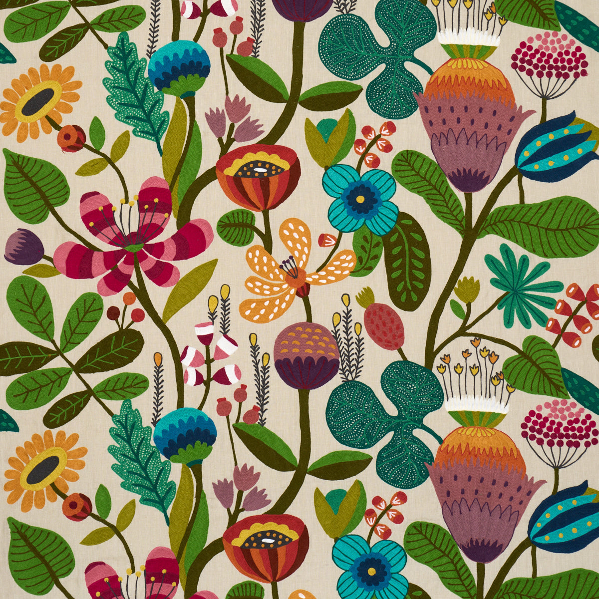 Schumacher | Modern Botanical Embroidery fabric - 86570