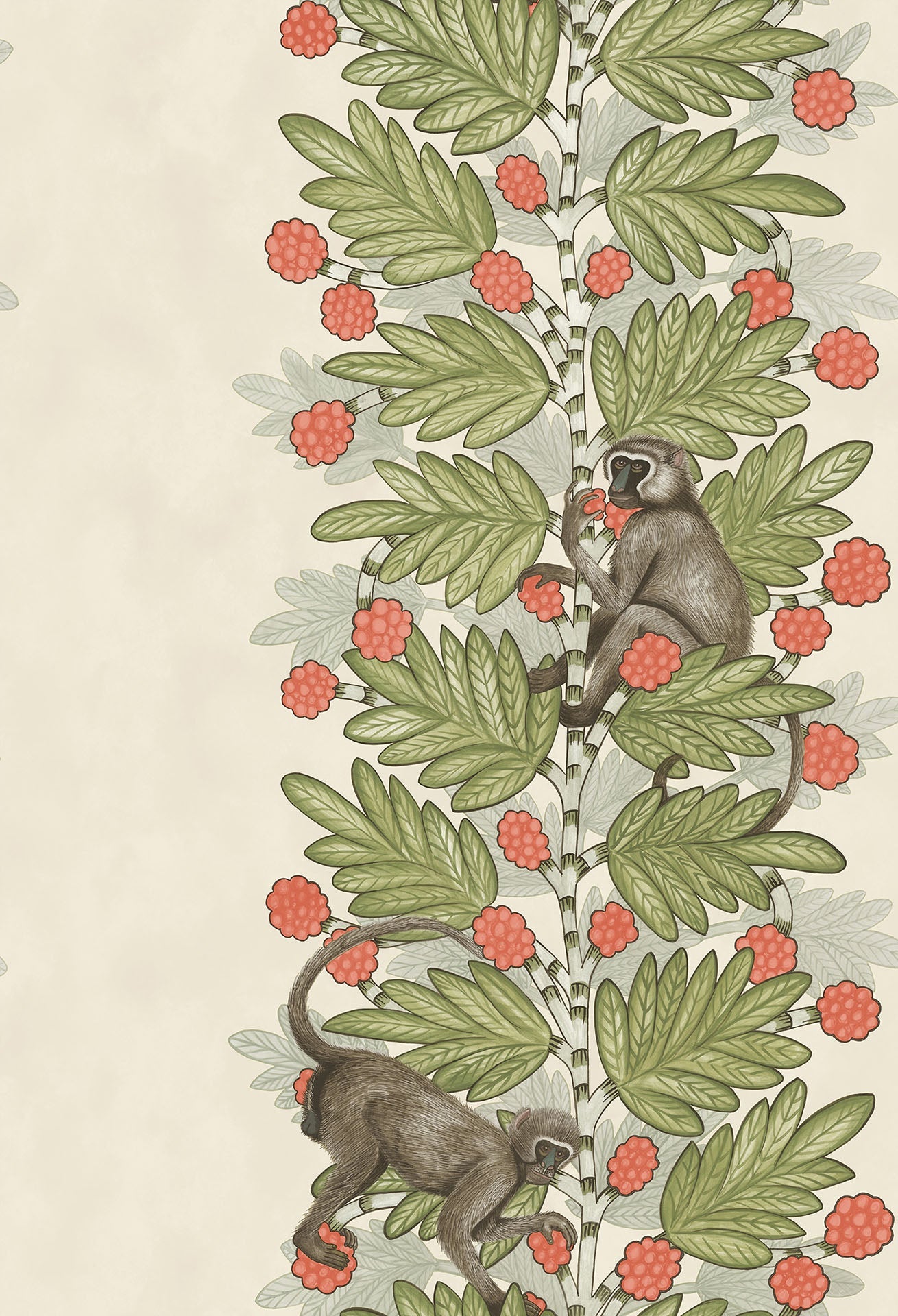 Cole & Son Acacia wallpaper - Olive & Coral on Parchment