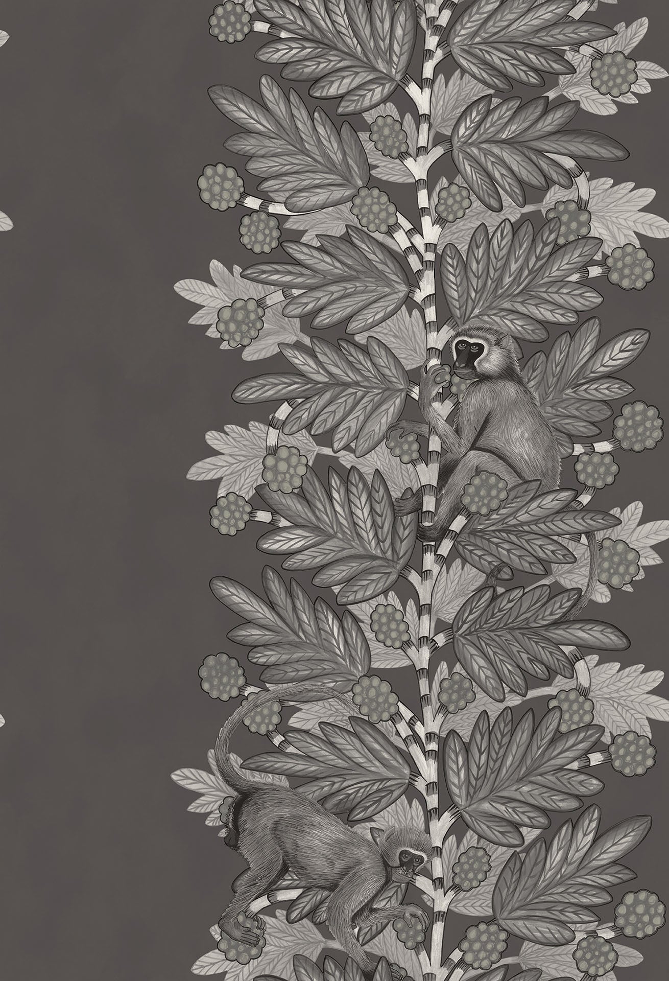 Cole & Son Acacia - Charcoal & Metallic Silver on Soot