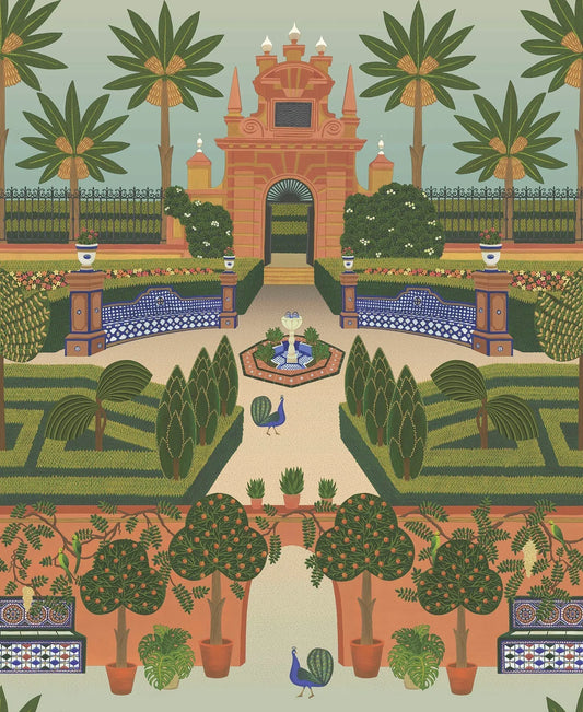 Cole & Son Alcazar Gardens wallpaper - Terracotta & Spring Green Multi