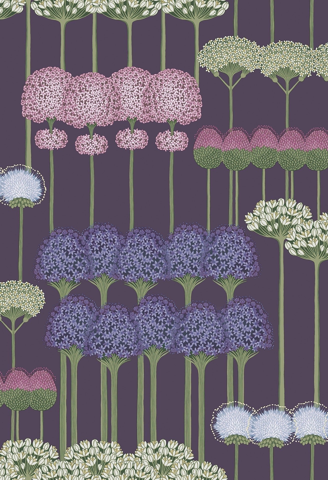 Cole & Son Allium - Mulberry & Heather on Violet