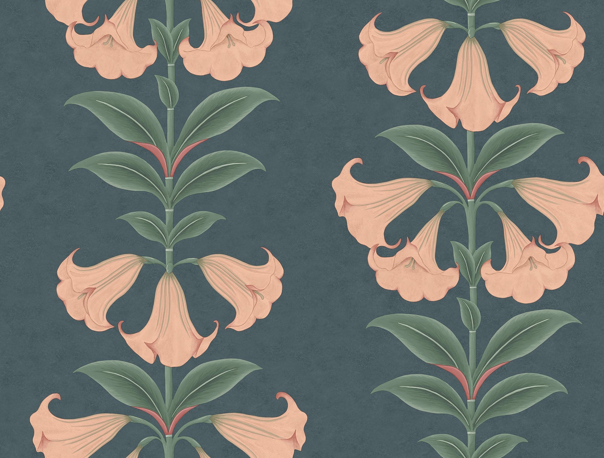 Cole & Son Angel's Trumpet - Coral & Viridian on Ink