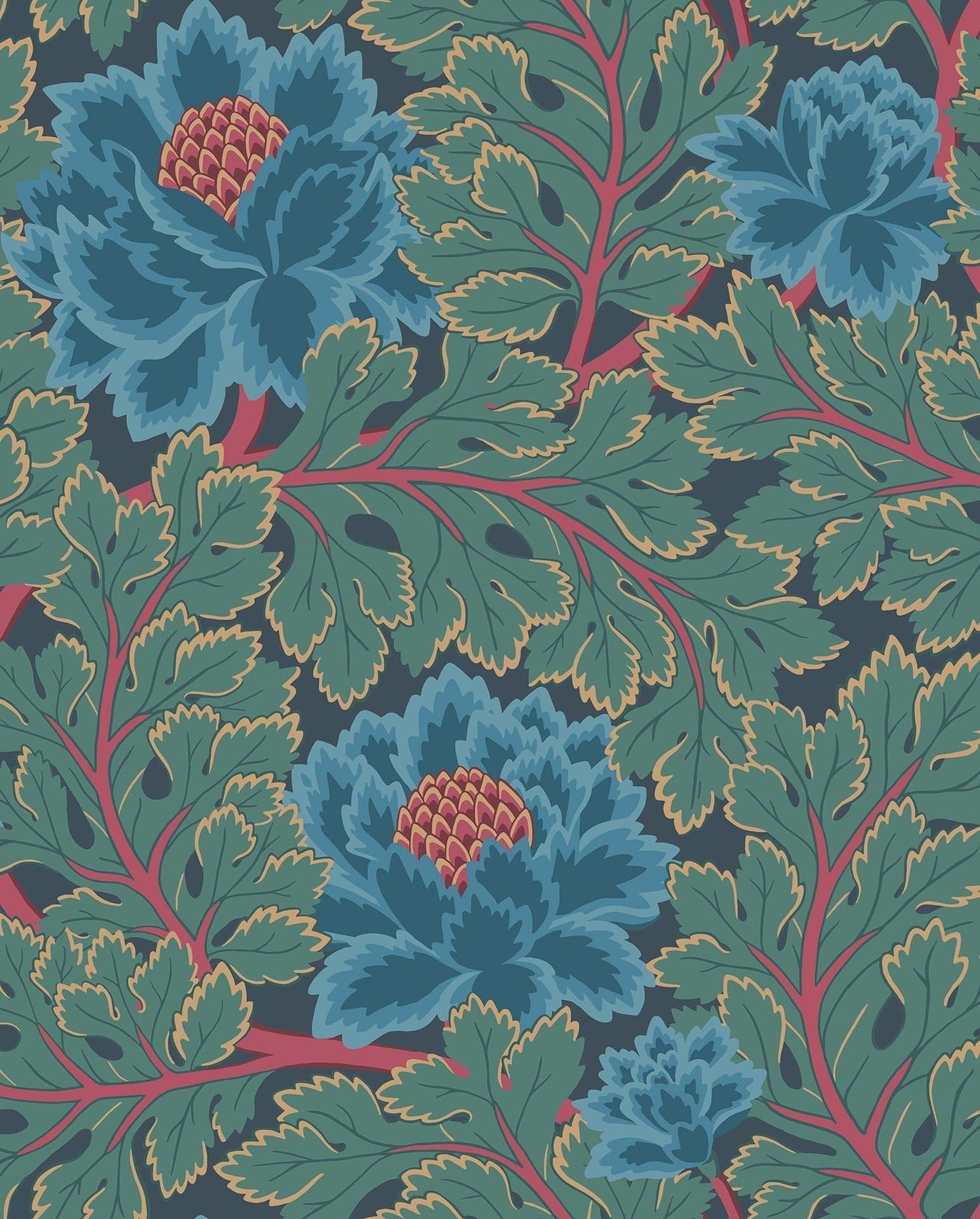 Cole & Son Aurora - Petrol & Teal on Ink