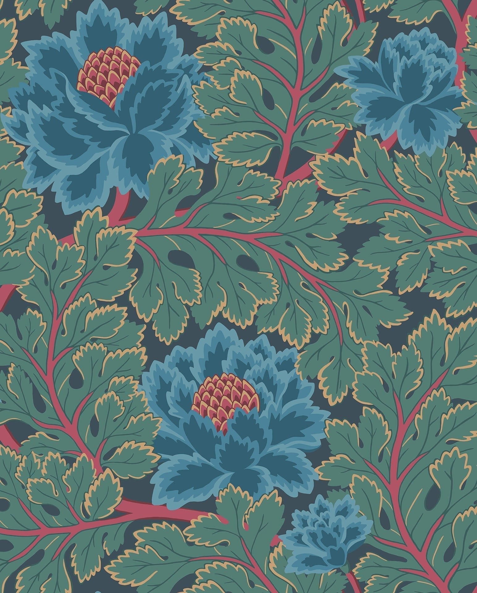 Cole & Son Aurora - Petrol & Teal on Ink