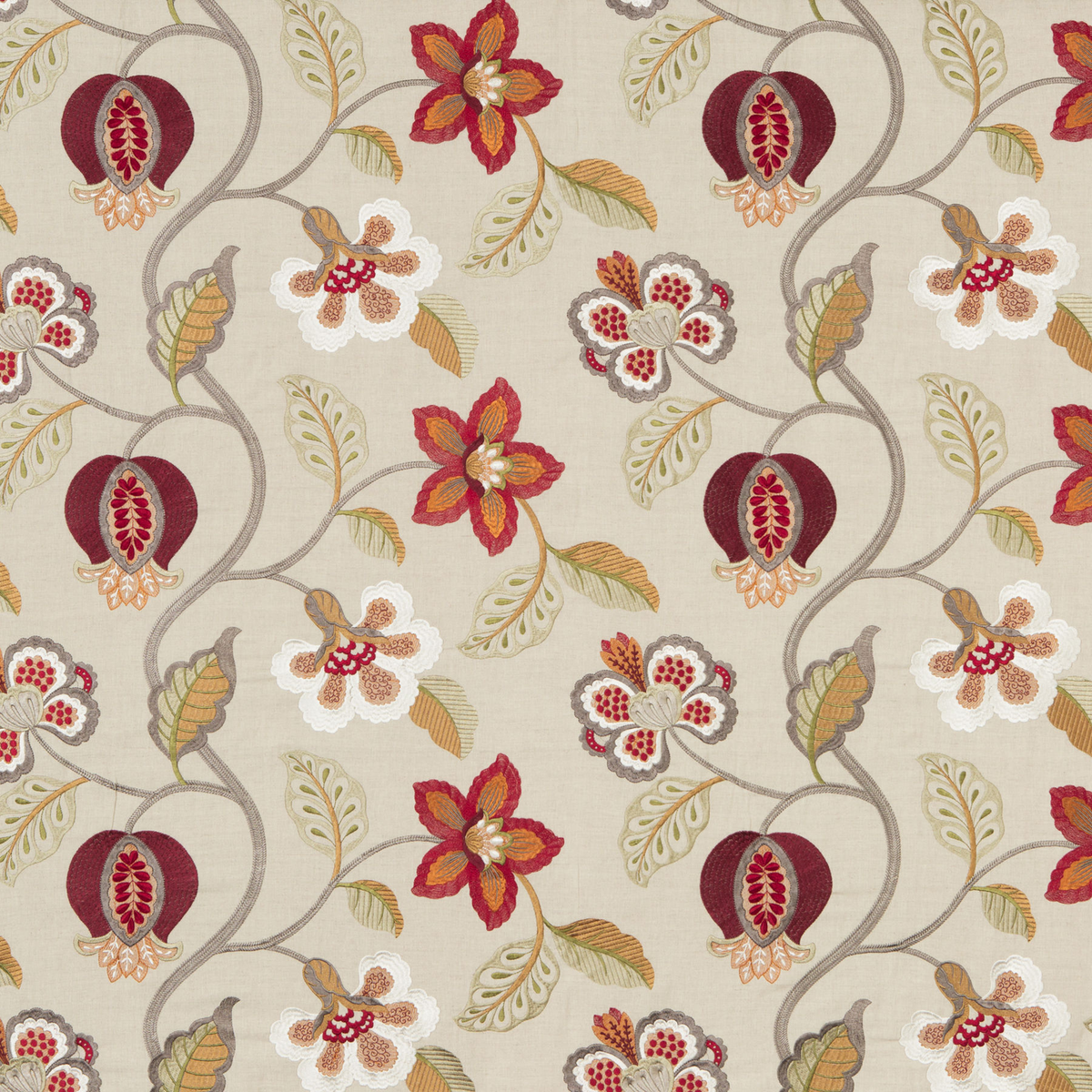 GP & J Baker | Elvaston fabric - Red/Ivory