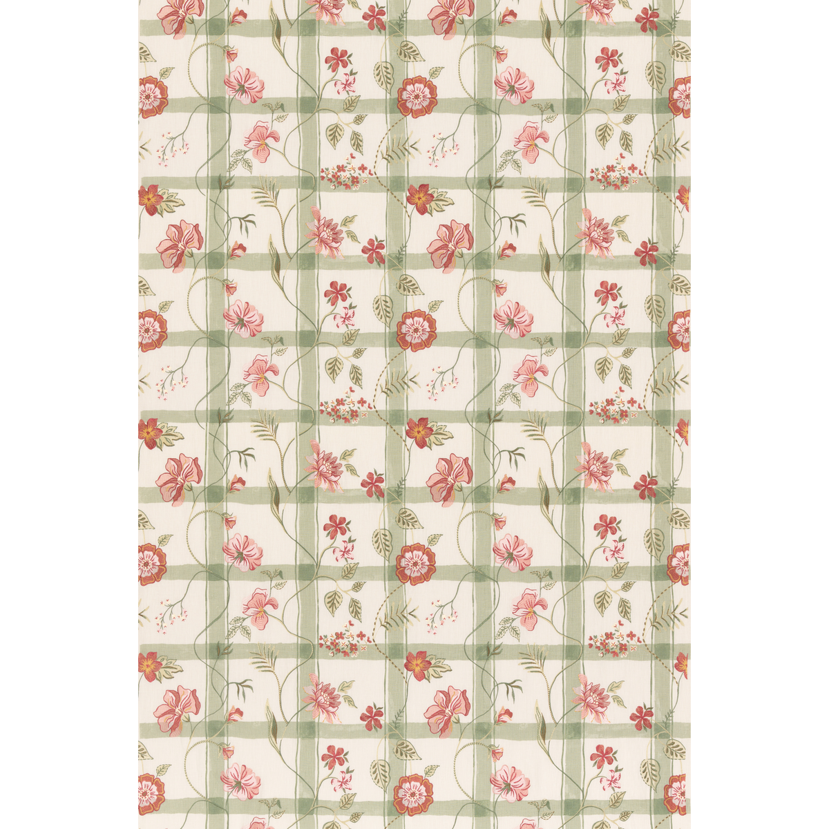 GP & J Baker | Floralcheck fabric - Red/Green
