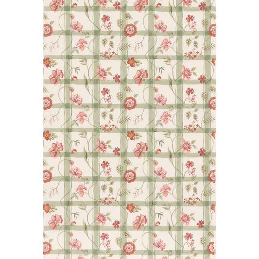 GP & J Baker | Floralcheck fabric - Red/Green