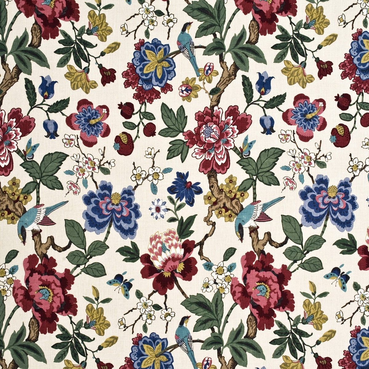 GP & J Baker | Persian Pomegranate fabric - Red/Indigo/Stone