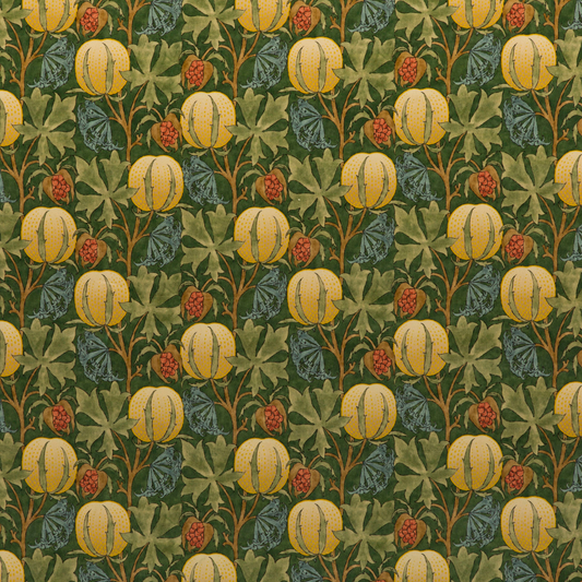 GP & J Baker | Pumpkins Velvet fabric - Green/Terracotta