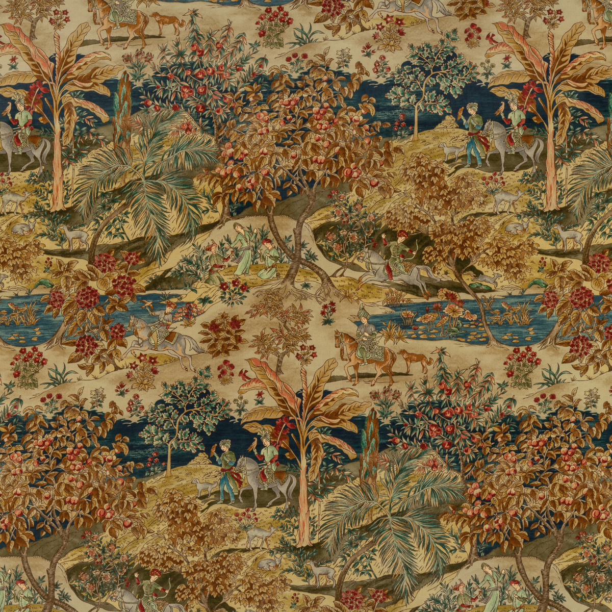 GP & J Baker | Ramayana Velvet fabric - Indigo/Red