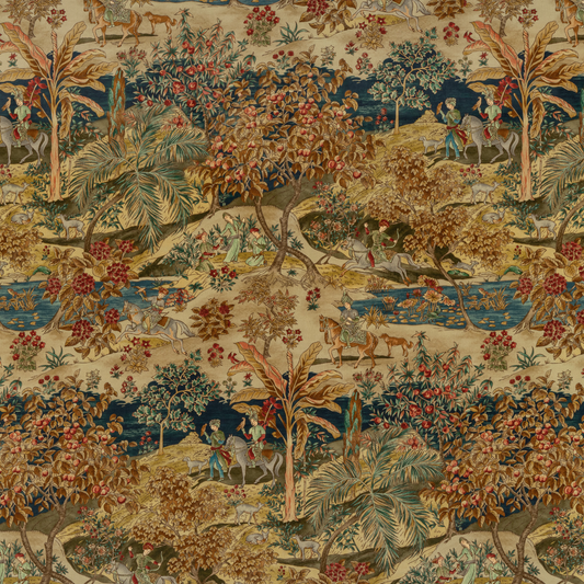 GP & J Baker | Ramayana Velvet fabric - Indigo/Red