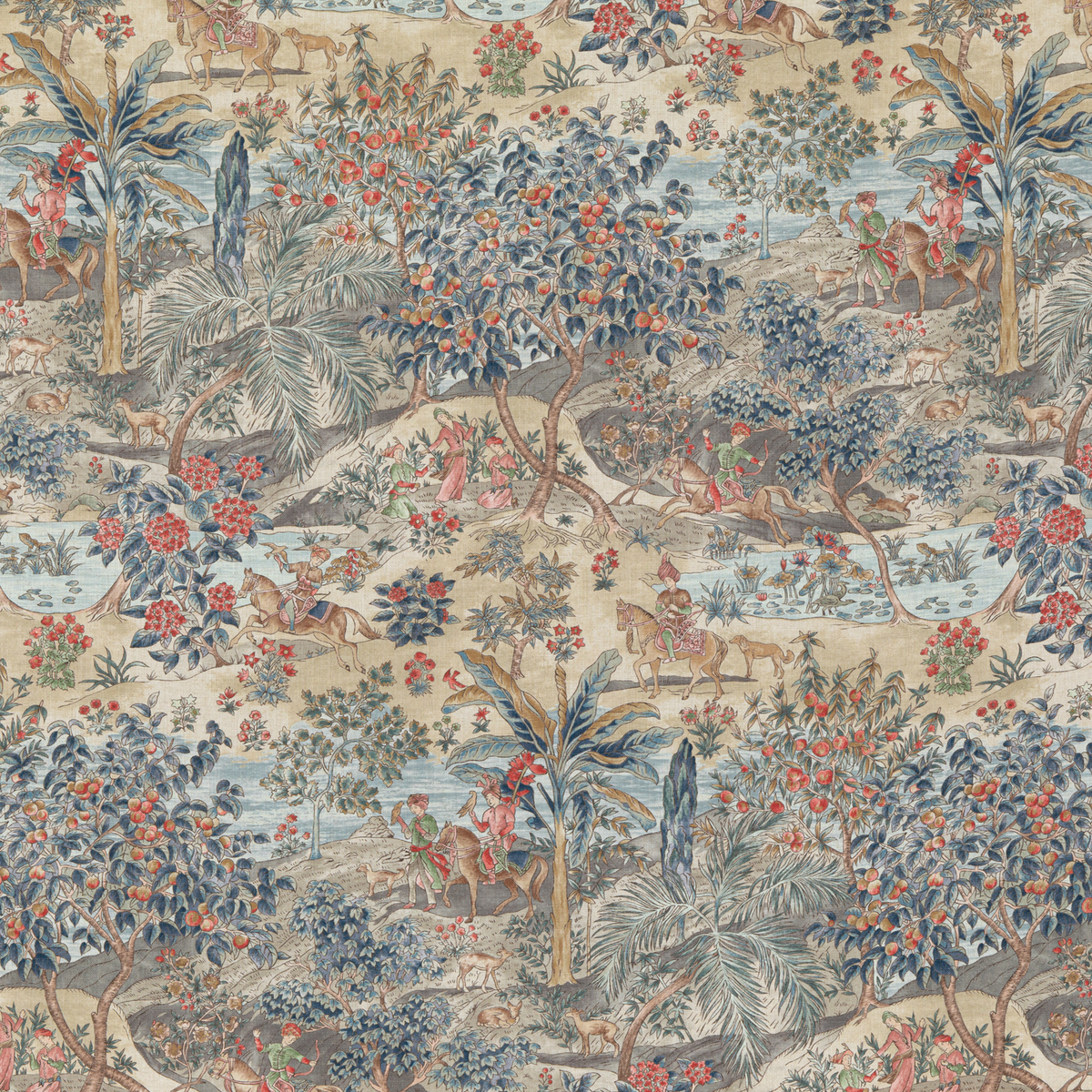 GP & J Baker | Ramayana fabric - Red/Blue