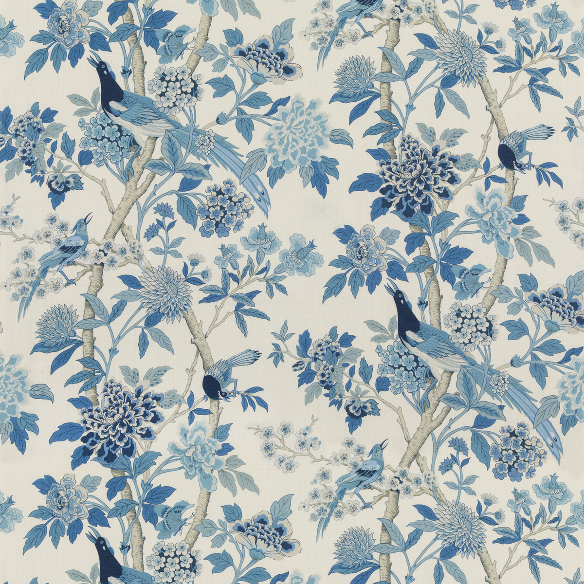 GP & J Baker | Hydrangea Bird (archive) fabric - Blue