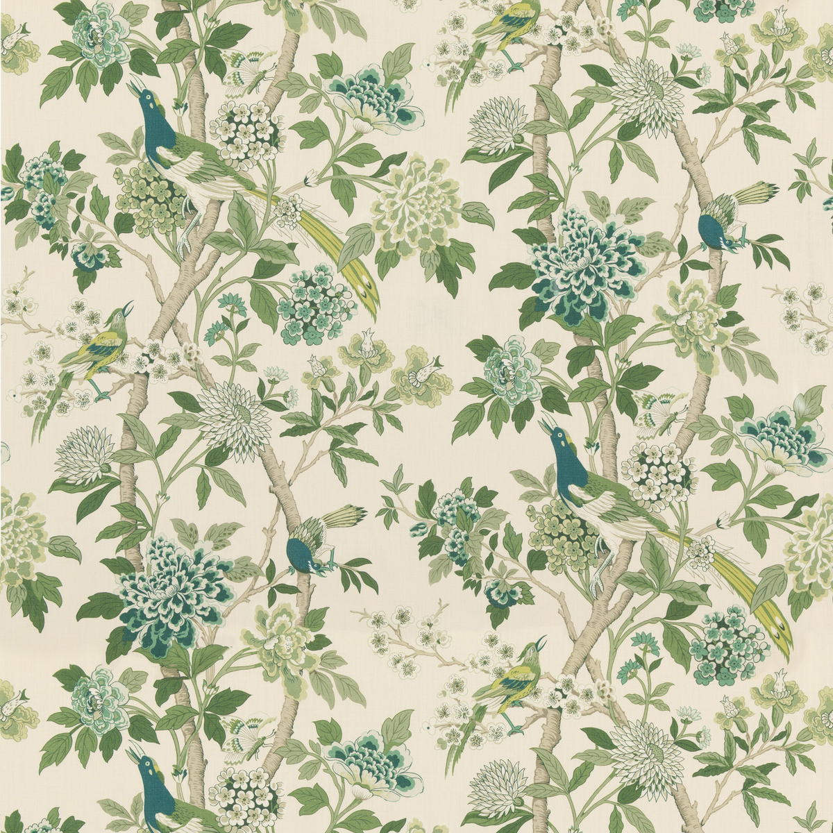 GP & J Baker | Hydrangea Bird (archive) fabric - Green
