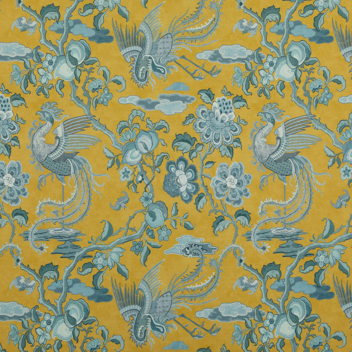 GP & J Baker | Chifu fabric - Ochre/Blue