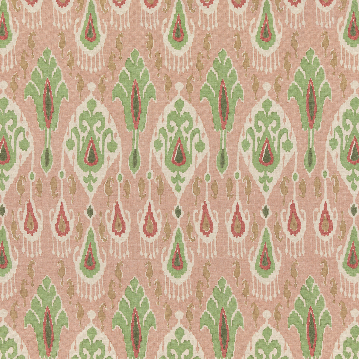 GP & J Baker | Ikat Bokhara fabric - Rose/Green
