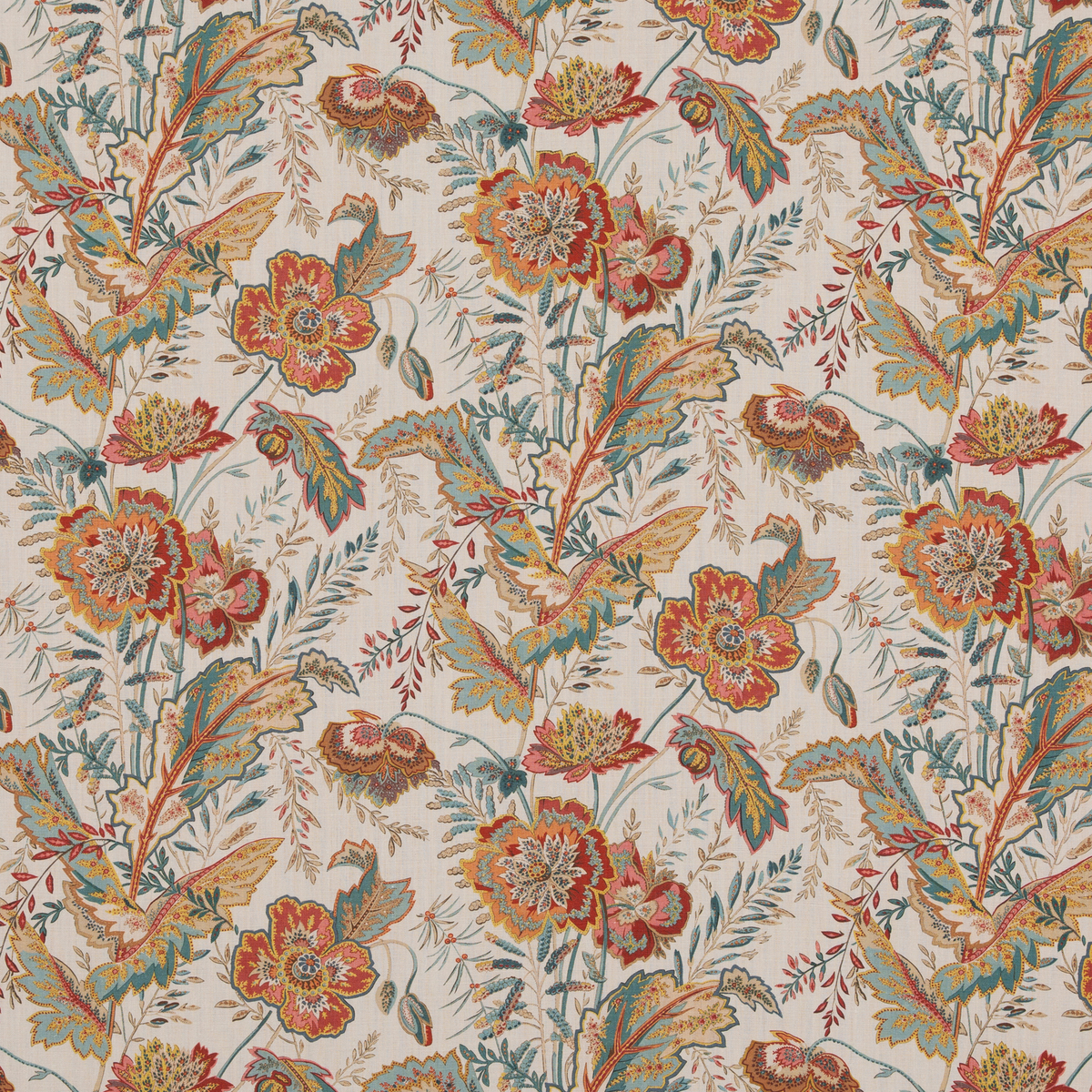 GP & J Baker | Indienne Flower fabric - Red/Teal