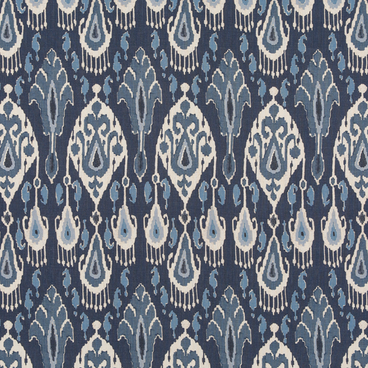 GP & J Baker | Ikat Bokhara Linen fabric - Indigo