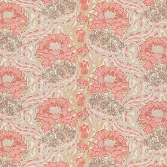 GP & J Baker | Brantwood Cotton fabric - Coral/Sand