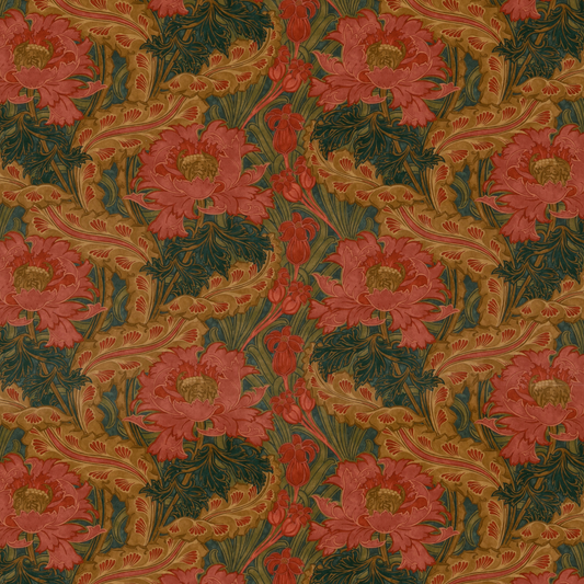 GP & J Baker | Brantwood Velvet fabric - Rose/Green