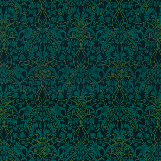 GP & J Baker | Fritillerie Velvet fabric - Indigo/Teal