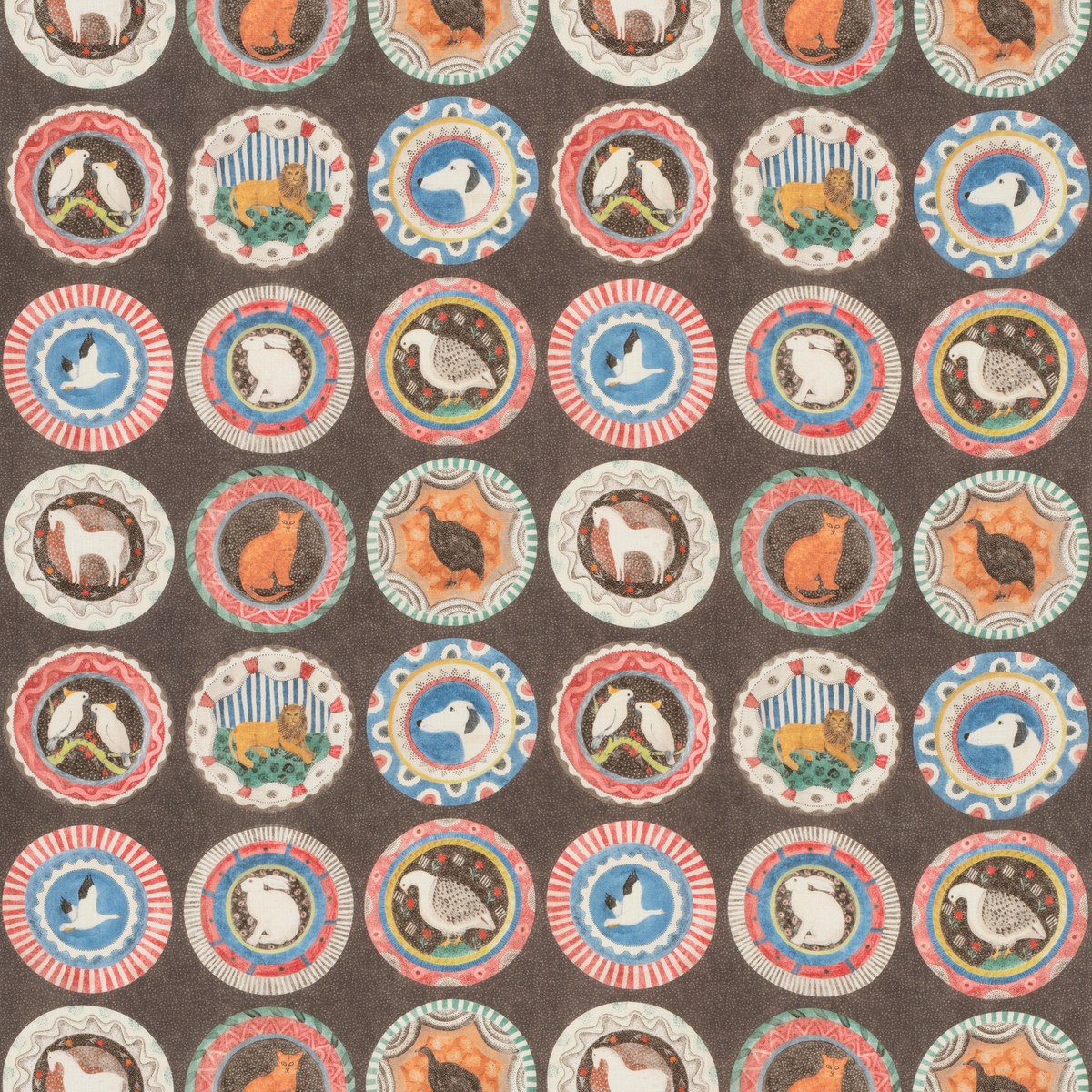 GP & J Baker | Robina's Dinner Party fabric - Cocoa