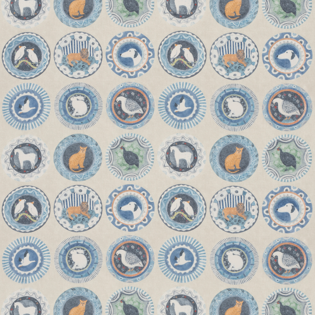 GP & J Baker | Robina's Dinner Party fabric - Blue