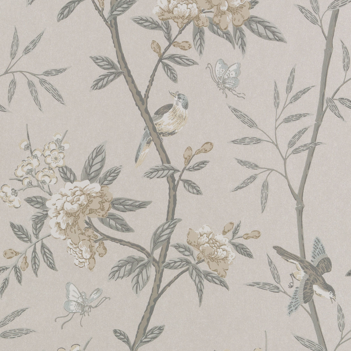 GP & J Baker | Peony & Blossom wallcovering - Dove/Silver