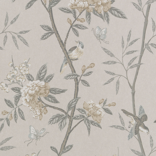GP & J Baker | Peony & Blossom wallcovering - Dove/Silver