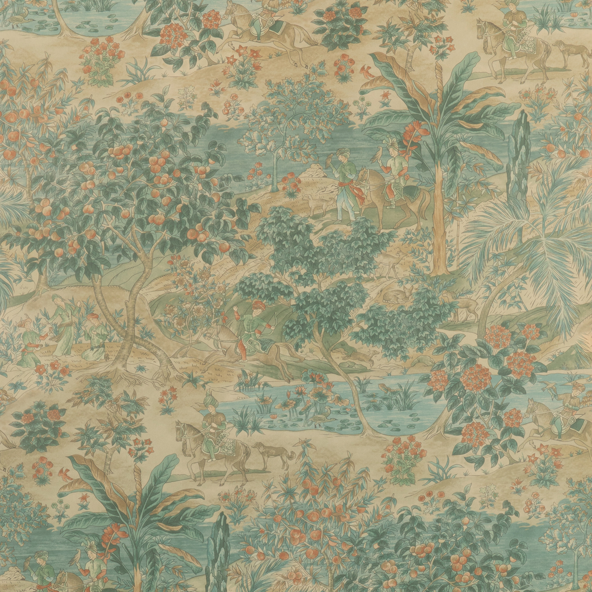 GP & J Baker | Ramayana wallcovering - Sage/Multi
