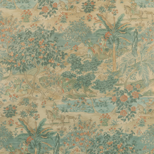 GP & J Baker | Ramayana wallcovering - Sage/Multi