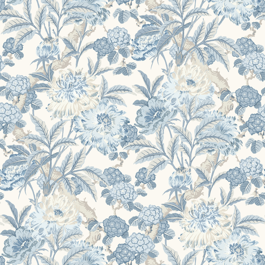 GP & J Baker | Summer Peony wallcovering - Blue