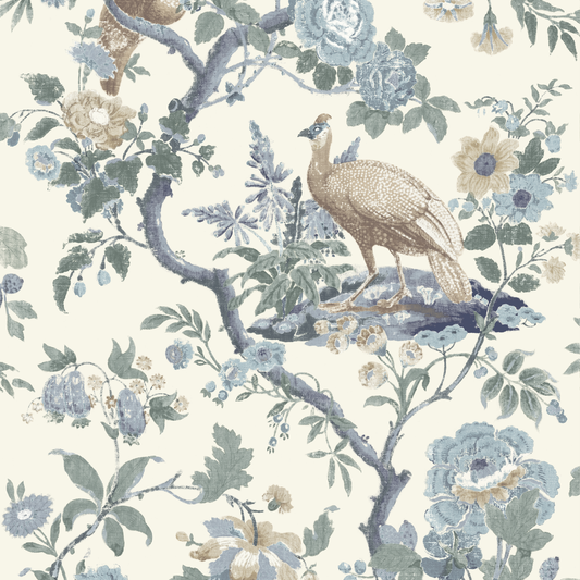 GP & J Baker | Broughton Rose wallcovering - Blue
