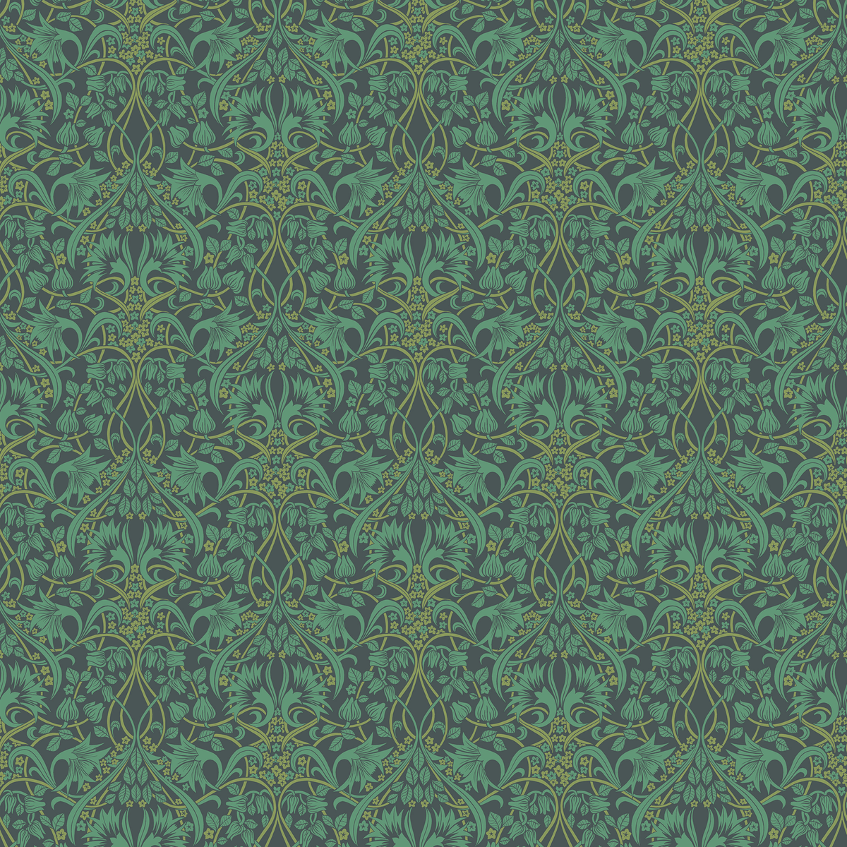 GP & J Baker | Fritillerie wallcovering - Indigo/Teal