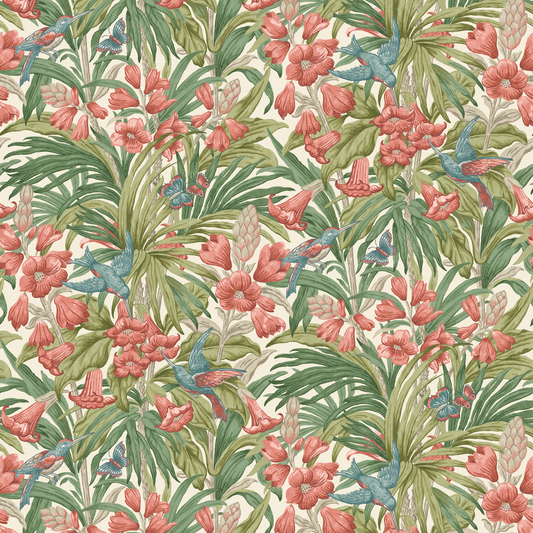 GP & J Baker | Trumpet Flowers wallcovering - Red/Green