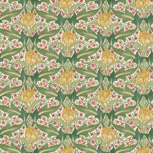 GP & J Baker | Tulip & Jasmine wallcovering - Red/Green