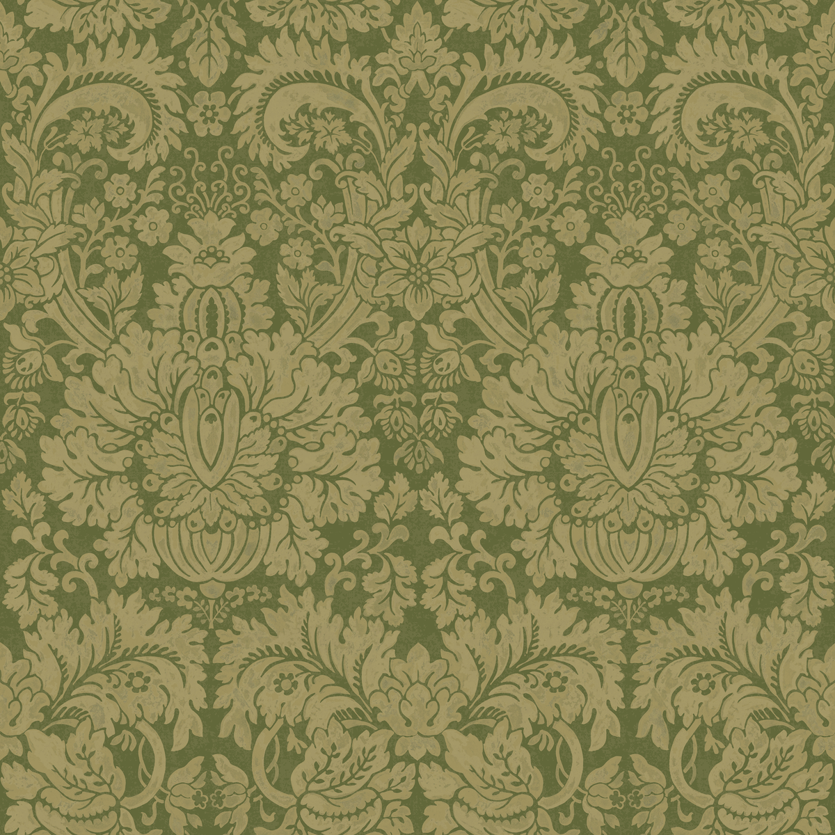 GP & J Baker | Queen's Damask wallcovering - Royal Green
