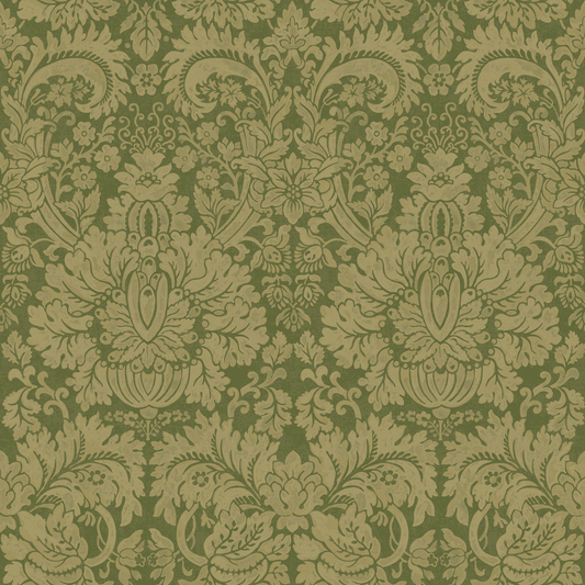 GP & J Baker | Queen's Damask wallcovering - Royal Green