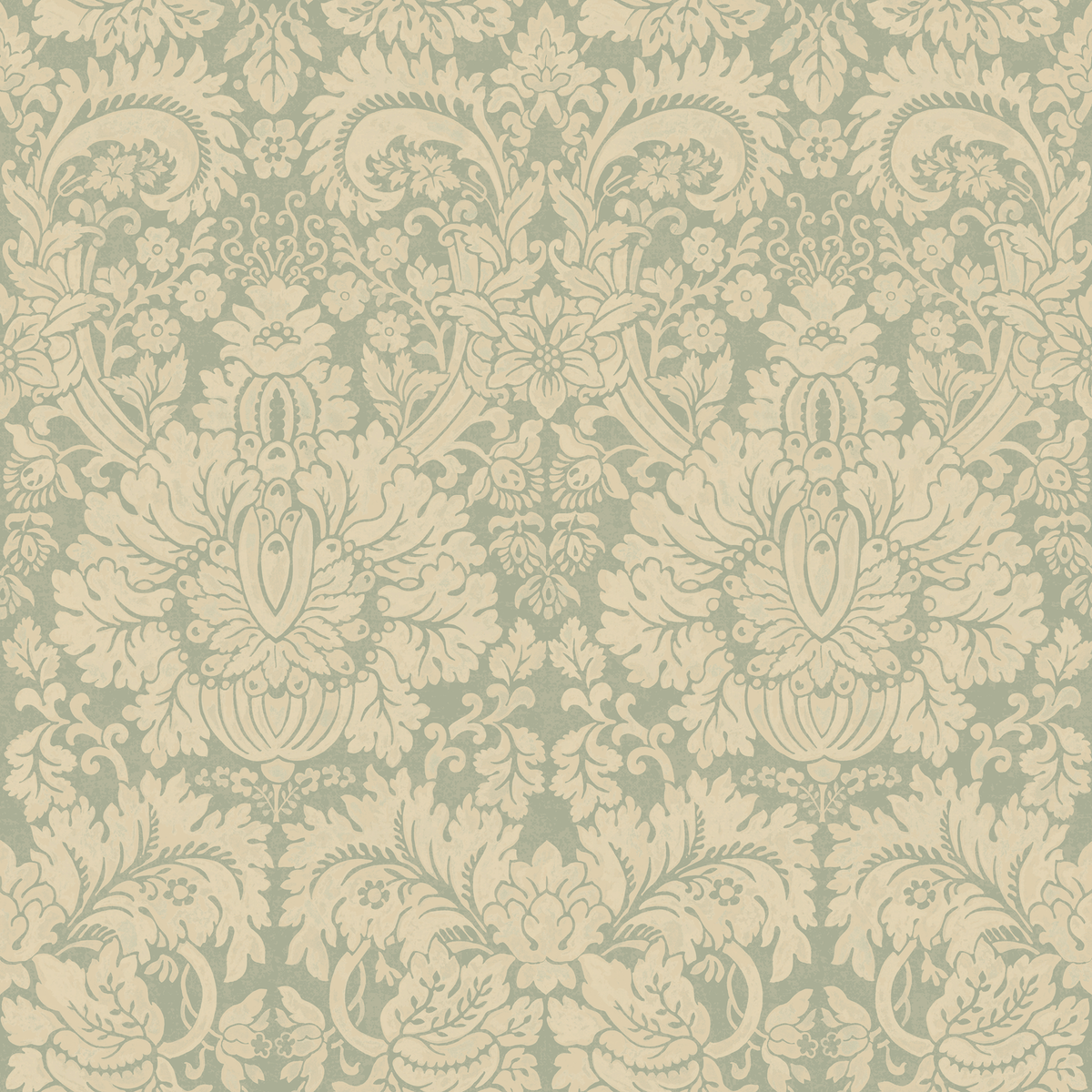 GP & J Baker | Queen's Damask wallcovering - Aquamarine