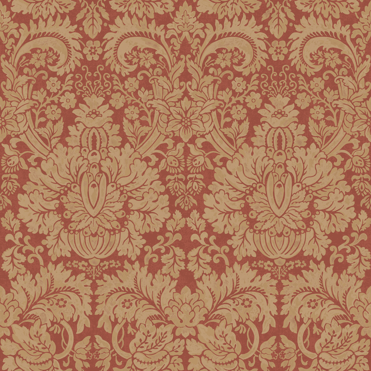 GP & J Baker | Queen's Damask wallcovering - Old Red