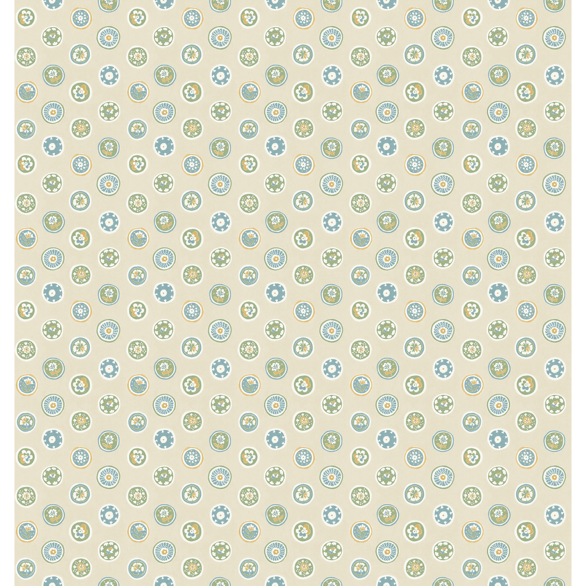 GP & J Baker | Court Buttons wallcovering - Blue/Green