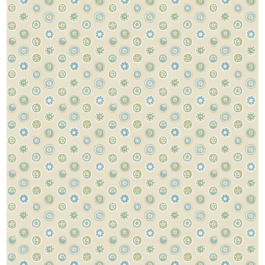 GP & J Baker | Court Buttons wallcovering - Blue/Green