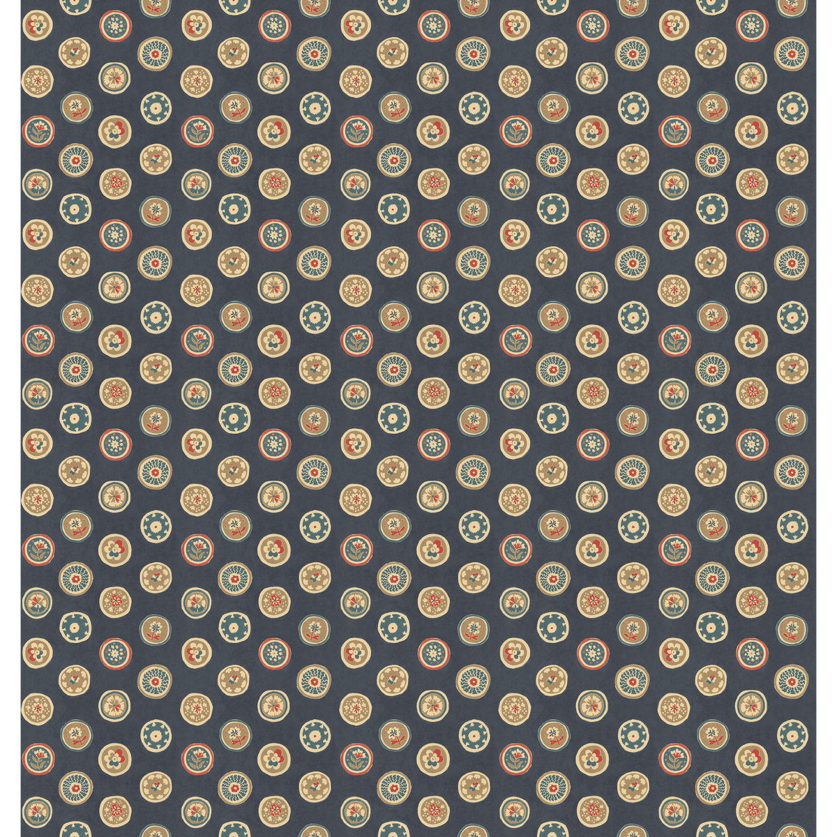 GP & J Baker | Court Buttons wallcovering - Indigo