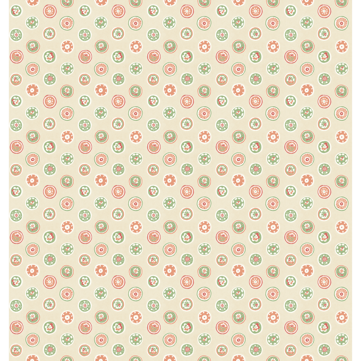 GP & J Baker | Court Buttons wallcovering - Pink/Green