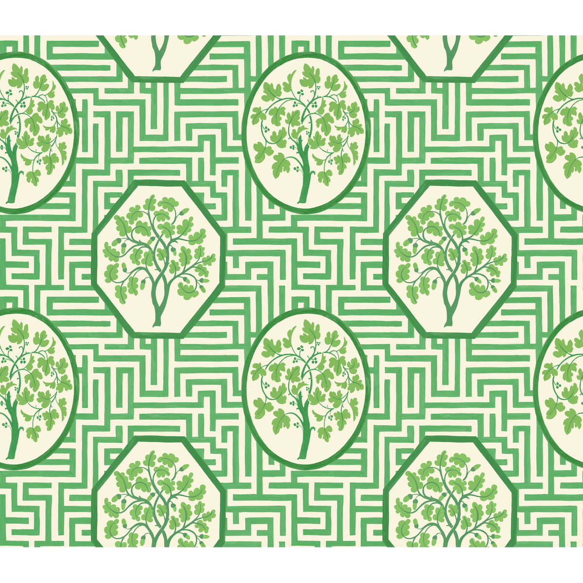 GP & J Baker | Royal Maze wallcovering - Royal Green