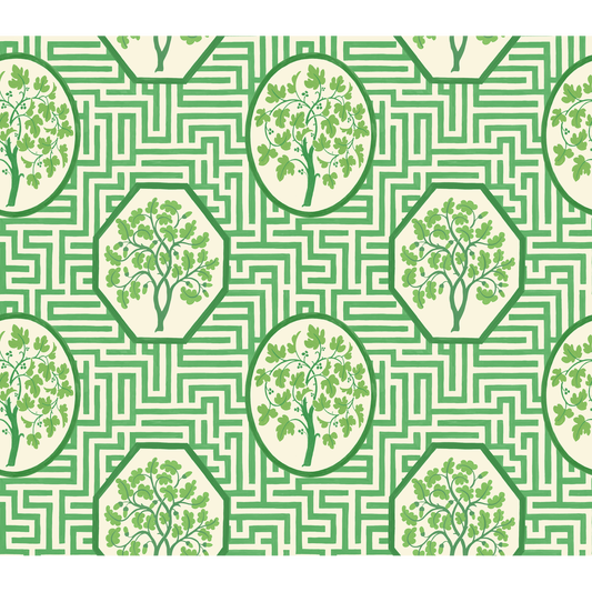 GP & J Baker | Royal Maze wallcovering - Royal Green