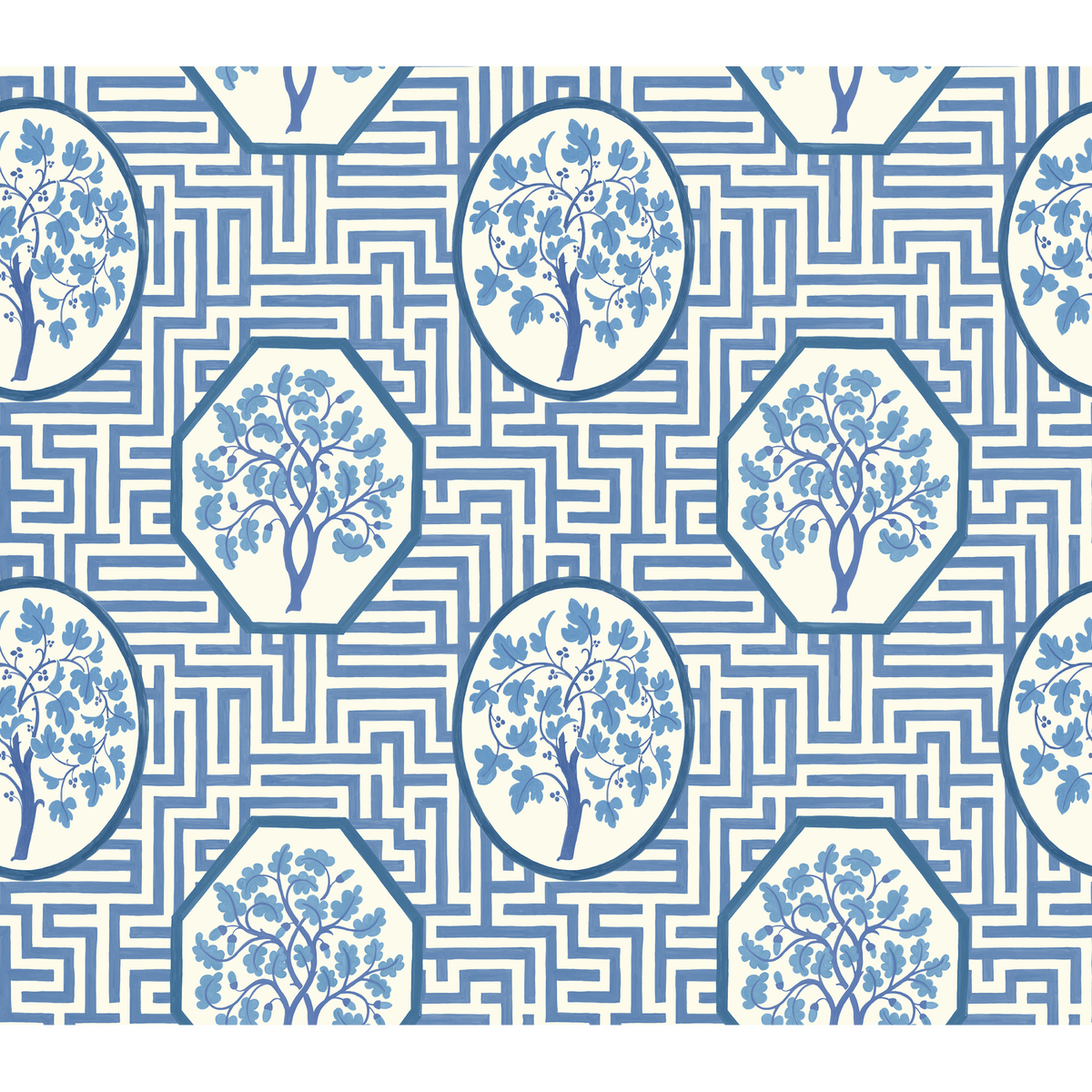 GP & J Baker | Royal Maze wallcovering - Royal Blue